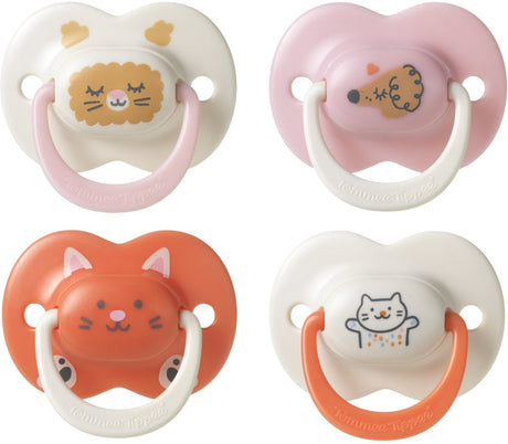 Tommee Tippee Ultimate Fit Schnuller – 18–36 Monate – 4 Stück – kieferorthopädischer symmetrischer Schnuller für Babys – 100 % BPA-freies Silikon – rosa Deko