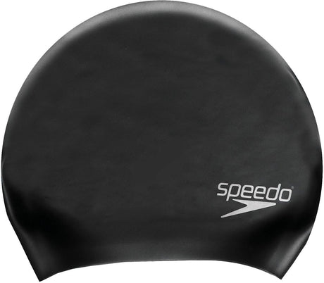 Speedo Langhaarkappe Badekappe Unisex – Badekappe für Damen und Herren – extra Platz für langes Haar – zieht nicht an den Haaren – latexfreies Silikon – leicht – flexible Passform – Schwarz – Einheitsgröße