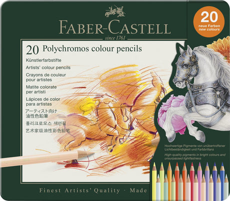 Faber-castell - kleurpotlood - polychromos - 3,8mm kerndikte - blik à 20 stuks met nieuwe kleuren - fc-110020