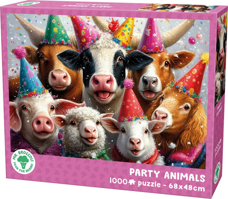 Mr. broccoli puzzel 1000 stukjes volwassenen - party animals - legpuzzel feestende dieren - fsc® - landschap collectie - 68 x 48 cm