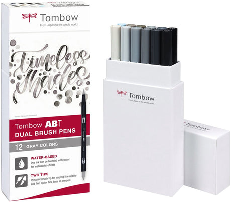 Tombow • Pinselstift und Dual-Pinselstift, 12x graue Farben