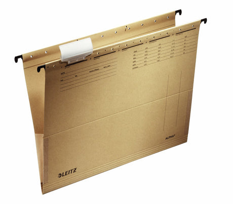 Leitz alpha® A4 Hängeregister mit Blasebalg – 25 Stück – V-Boden – Naturbraun