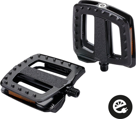 Bbb Cycling Fahrradpedale Anti-Rutsch – Ergobase HP Aluminium – E-Bike-zertifiziert – ergonomisch – Fahrradpedale universell: Elektro-Fahrrad-Lastenräder – Schwarz – flache Pedale – bpd-49