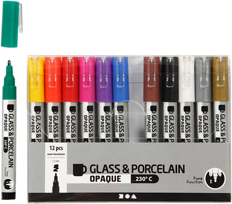 Kreativunternehmen https: www.cchobby.nl Glas-Porzellan-Marker-Liniendicke-1-2-mm-halbopak-verschiedene-Farben-12-teilig-1-Box