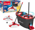 Vileda Turbo-Wischsystem mit 2 Wischköpfen – komplettes Wischset mit Eimer und Pedalpresse inklusive 2 Ersatz-Mikrofasermopps 2in1