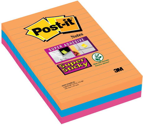 Post-it-Superhaftnotizen, 101 x 152 mm, Orange, Blau, Magenta