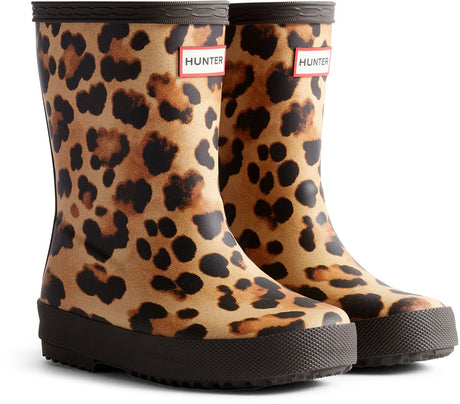 Hunter Kinder erster Stiefel mit Leopardenmuster, Leopardenschokoladenbraun – Größe 30