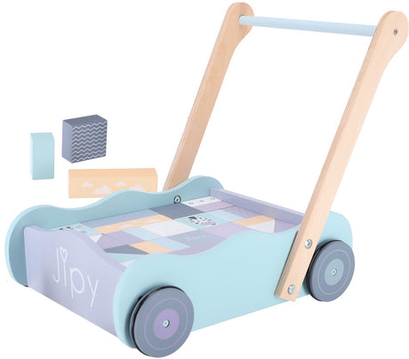 Jipy Holzblockwagen mit Blöcken lila blau