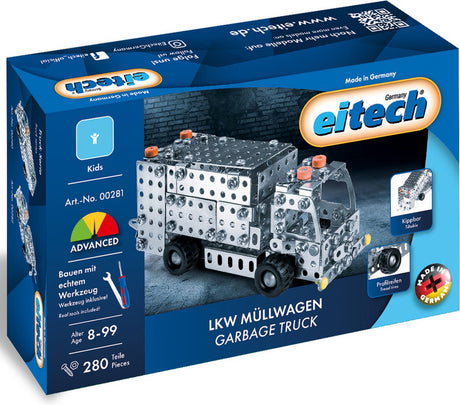 Eitech ® Baukasten – Müllwagen – 280-teilig – Metallbausatz mit Werkzeug – Konstruktionsspielzeug – ab 8 Jahren