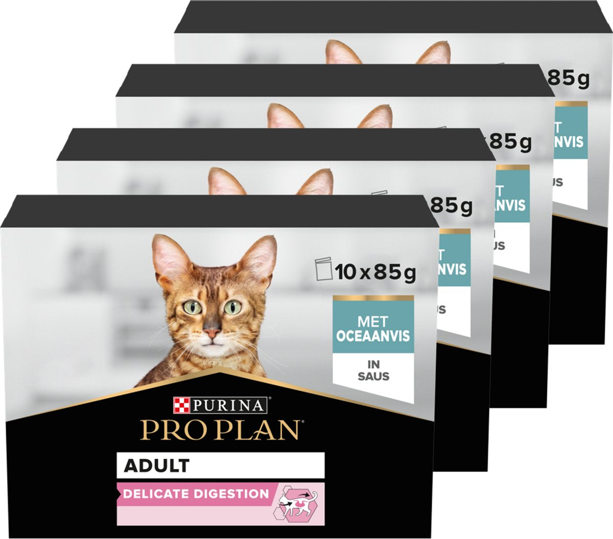 Pro Plan empfindliche Verdauung Katze Multipack – Nassfutter für Katzen – Fisch – 40 x 85 g