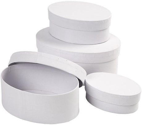 Creativ Company Oval Boxen weiß mit Deckel, 4st.