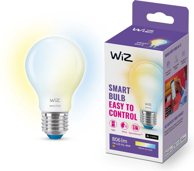 Wiz lamp - warm- tot koelwit licht - slimme led verlichting - e27 fitting - 60w - volledig mat - wi-fi