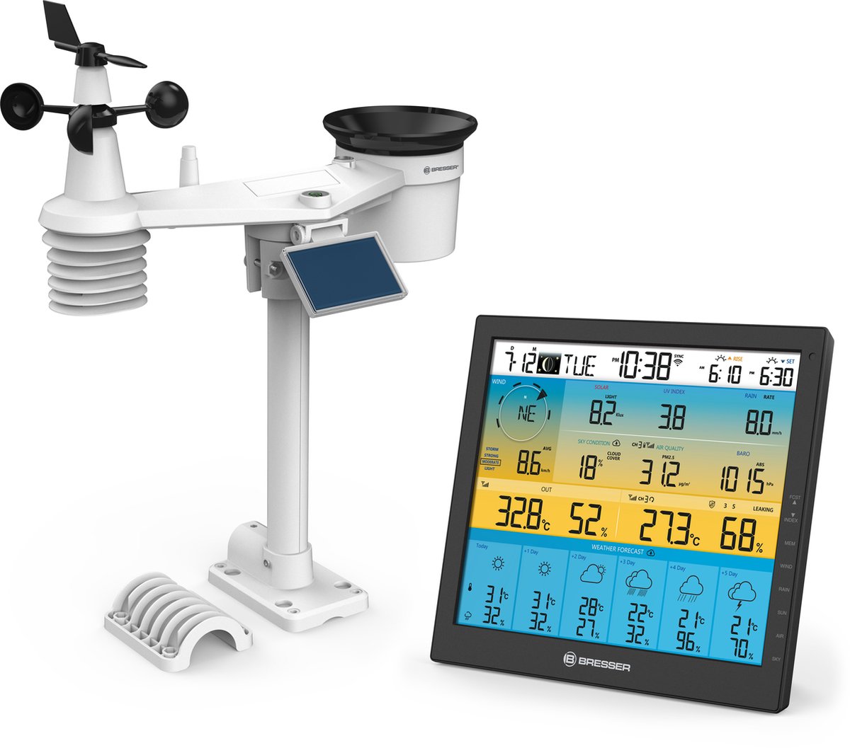 Bresser Wetterstation – 4cast pro – WLAN – mit Frostalarm und 7-in-1-Außensensor