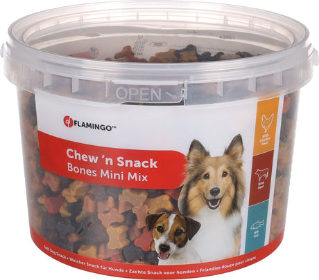 Hundesnack Flamingo – Kekse mit Huhn, Rind, Fisch – Hundesnacks – Hundesnacks – Hundeleckerlis – ohne Zuckerzusatz – 1,8 kg Vorratseimer