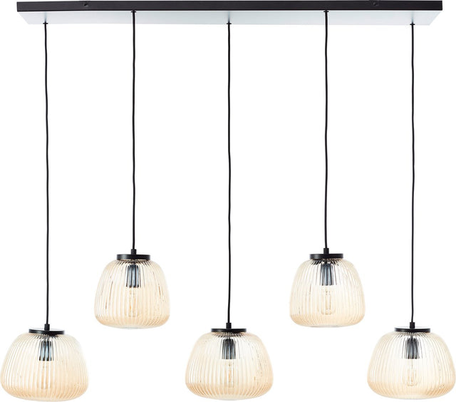 Brilliant Kaizen – Hängelampe – 5-flammig – E27 max. 5 x 25 W – Glas – Bernstein – Schwarz