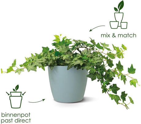 Elho brussels rond 14 - bloempot voor binnen - 100% gerecycled plastic - ø 13.5 x h 12.6 cm - sorbet groen