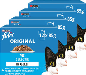 Felix Original in Gelee - Nassfutter für Katzen - Fischauswahl - 48 x 85 g