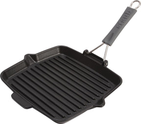 Staub - grillpan met siliconen handvat - gietijzer - 24 x 24 cm - zwart