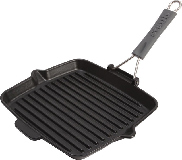 Staub - grillpan met siliconen handvat - gietijzer - 24 x 24 cm - zwart