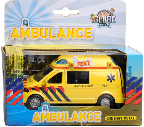 Kinderglobus Krankenwagen nl, Druckguss, mit Licht und Ton, 13 cm