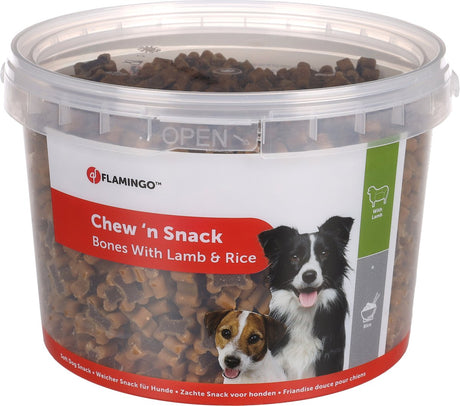 Hundesnack Flamingo – Kekse mit Lammreis – Hundesnacks – Hundesnacks – Hundeleckerlis – ohne Zuckerzusatz – 1,8 kg Vorratseimer