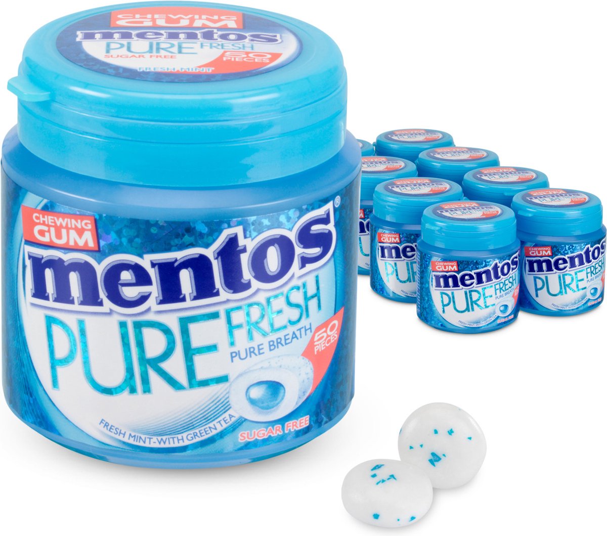 Mentos Kaugummi pure fresh freshmint – Kaugummi – zuckerfrei – 8x50 Stück