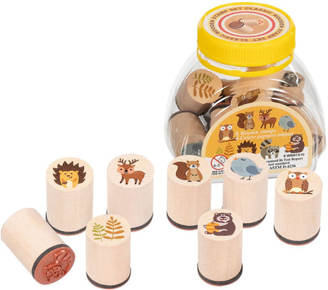 Goki Holzstempelset Waldtiere – kreatives Spielzeugset für Kinder.