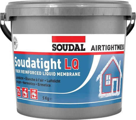 Soudal soudatight lq faserverstärkte Polymerpaste – 4,5 kg – weiß – für luftdichtes Abdichten