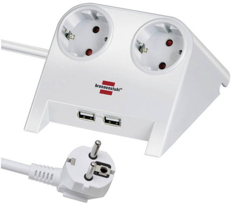 Brennerstuhl Desktop Power USB Ladegerät 2 USB Ladeanschluss 2100ma 2x weiß poliert 1,8m h05vv-f 3g1,5
