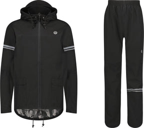 Agu Original Regenanzug Unisex wasserdicht - Schwarz - Wassersäule 5.000 mm - Jacke und Hose - inklusive Aufbewahrungstasche xl