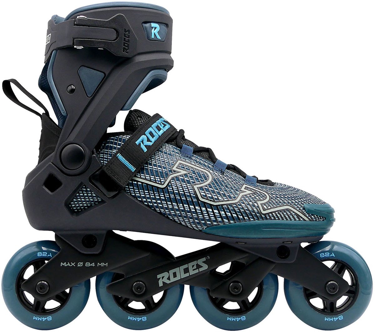Roces R-Evo 84 Inline-Skates – 84 mm – Softboot – zusätzliche Komfortstabilität – Fersenverriegelung, einfacher Einstieg – Abec-7 – Fitness-Inline-Skates – Herren Damen – Schwarz Grün – Größe 42