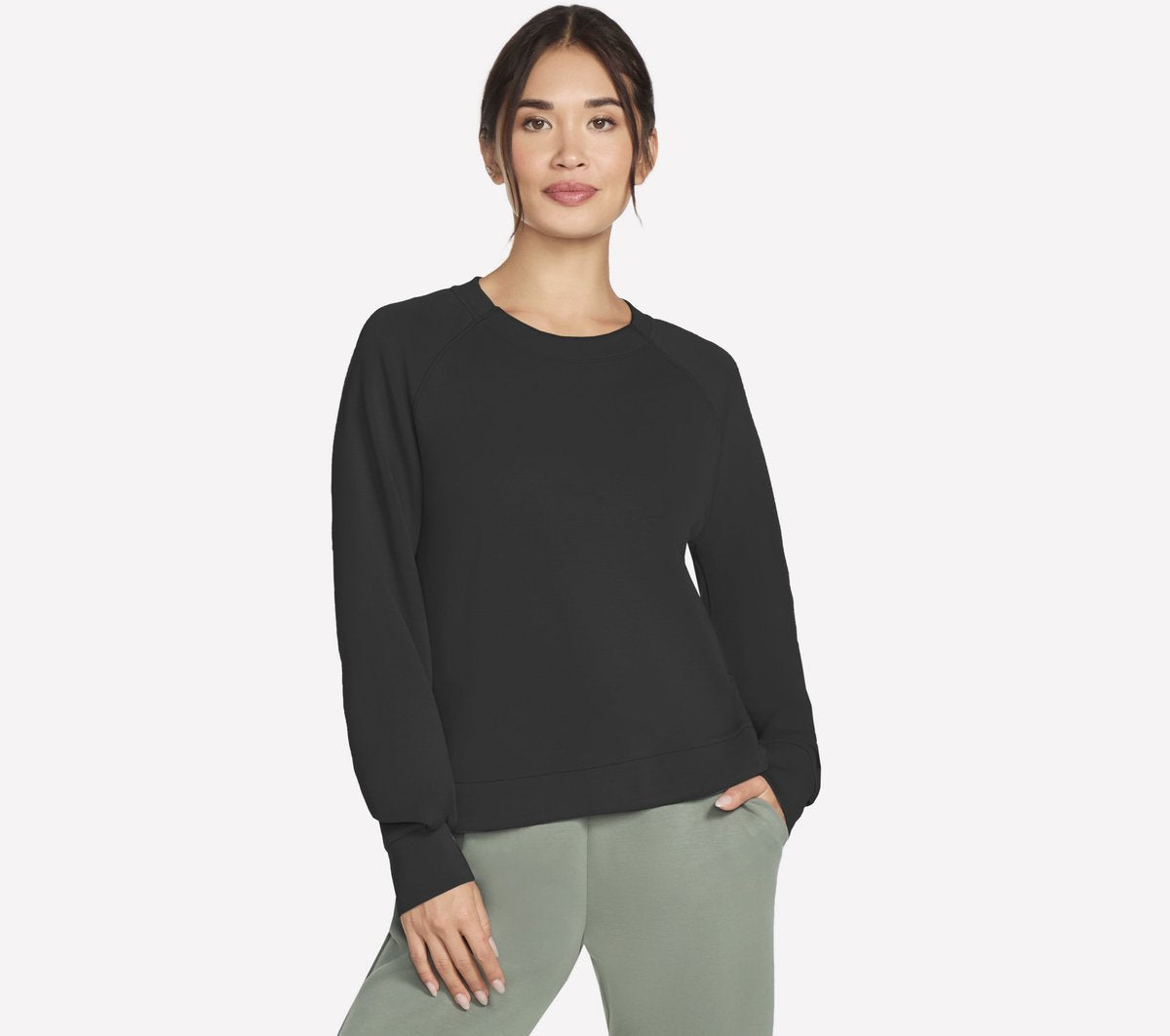 Skechers skechluxe elevate crewneck dames trui - zwart