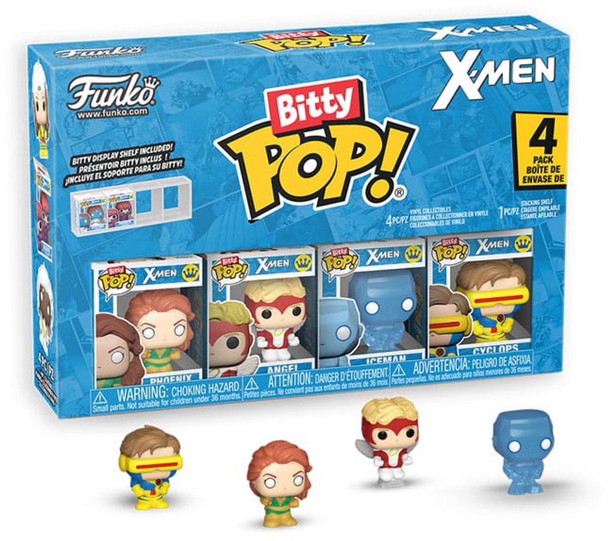 Funko X Men Bitty Pop! Vinylfiguren, 4er-Pack, Jeansgrau, mit 2,5 cm Durchmesser, Minifigur – 2 cm