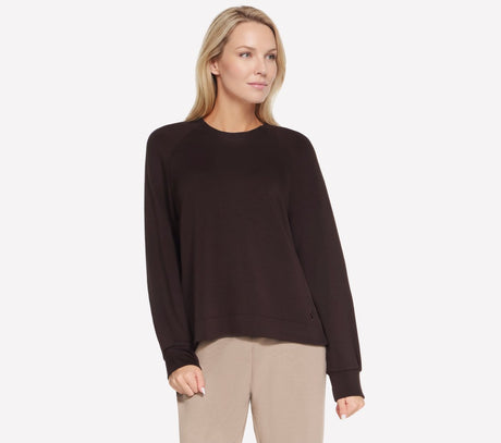 Skechers cozy luxe crewneck dames trui - bruin