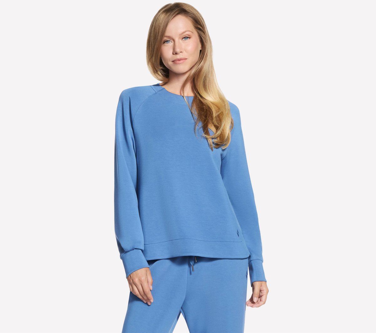 Skechers skechluxe elevate crewneck dames trui - blauw