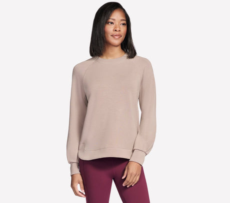 Skechers skechluxe elevate crewneck dames trui - beige