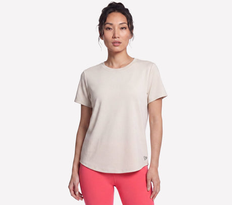 Skechers skechsoft elevate tee dames t-shirt - beige