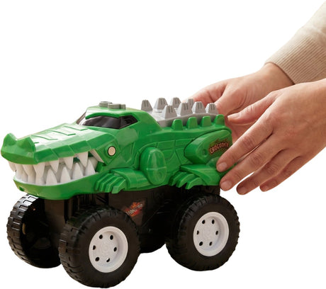 Eddy toys crocodile car - speelgoedauto met krokodil design - monstertruck stijl met grote wielen - stevig kunststof - zwart en groen - geschikt voor jongens en meisjes vanaf 3 jaar