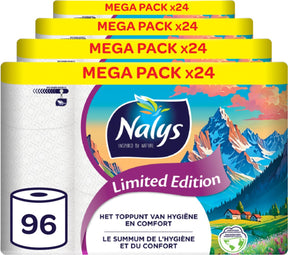 Nalys Toilettenpapier in limitierter Auflage – 96 Rollen – weiß (2-lagig) – Vorteilspack
