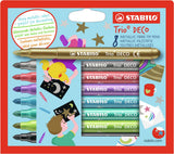 Stabilo Trio Deco – Metallic-Filzstift – mit extra dicker Spitze 3,0 mm – Etui mit 8 Farben
