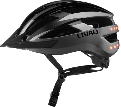 Livall mt1 neo ii grey black m size bluetooth-fietshelm met luidsprekers ingebouwde microfoon, valdetectie, mountainbikehelm met richtingaanwijzers remlicht, mtb- racefietshelm voor volwassenen (heren dames) m