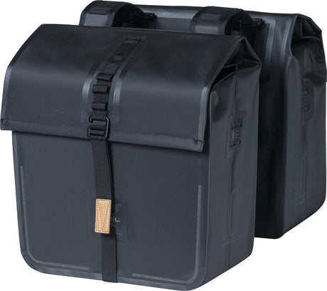 Basilikum Urban Trockener Doppelfahrradbeutel, wasserdicht, 50 l, Matt Schwarz