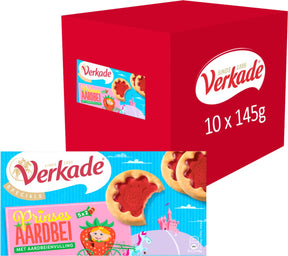 Verkade - Keks - Prinzessinnen-Erdbeerkekse - 10 x 145 Gramm