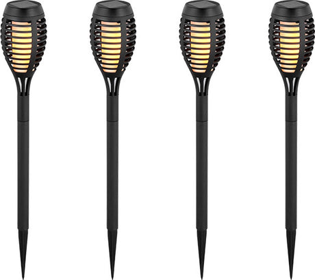 V-tac vt-724 zonnevlam stick lights - ip44 - zwart - 1w - 2200k - set van 4