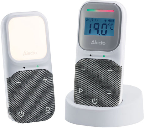 Alecto Babyphone – voll umweltfreundliches Dect-Audio-Babyphone – Nachtlicht und Schlaflieder – DBX140 – Weißgrau