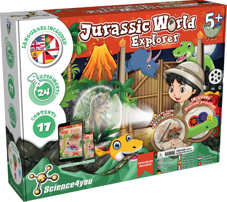 Science 4 You Science4You Jurassic World Explorer – Sprachkit – Dino-Projektor, Fossilienausgrabung, Vulkanausbruch – für Kinder ab 5 Jahren