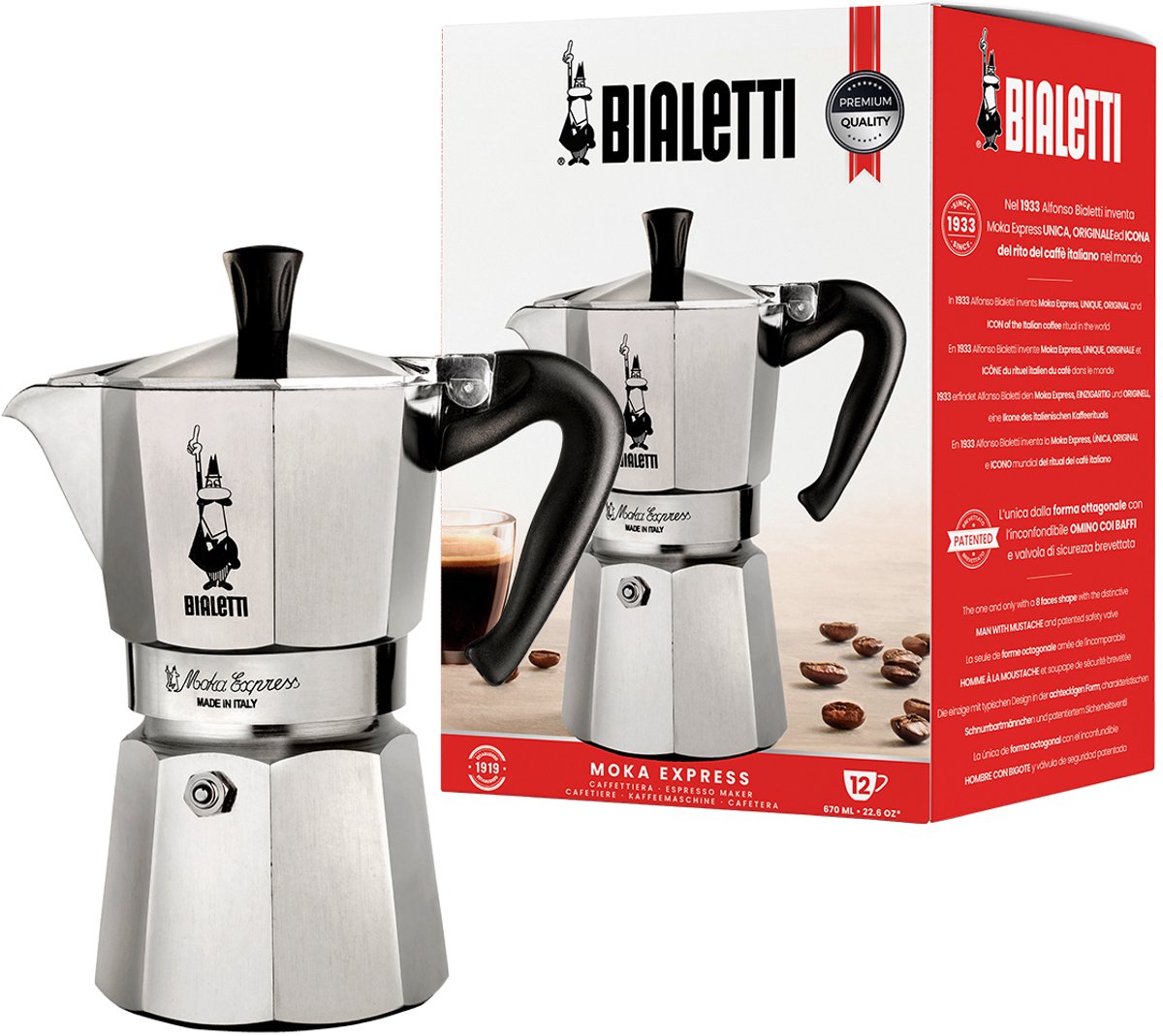 Bialetti Moka Express 12 Tassen – Espressokanne – Aluminium – 670 ml