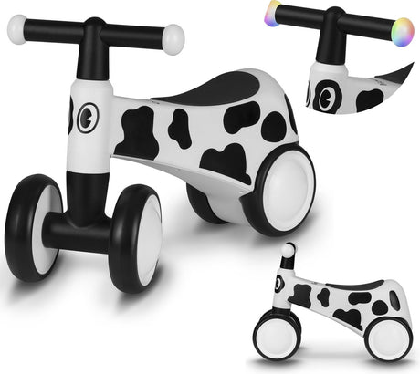 Lionelo Sammy Laufrad – 4 Räder – Beleuchtung in den Griffen – ab 1 Jahr – extra bequemer Sattel – rutschfeste Griffe – ergonomisches Design – bunte Tiermotive – Jungen Mädchen – ohne Werkzeug montierbar