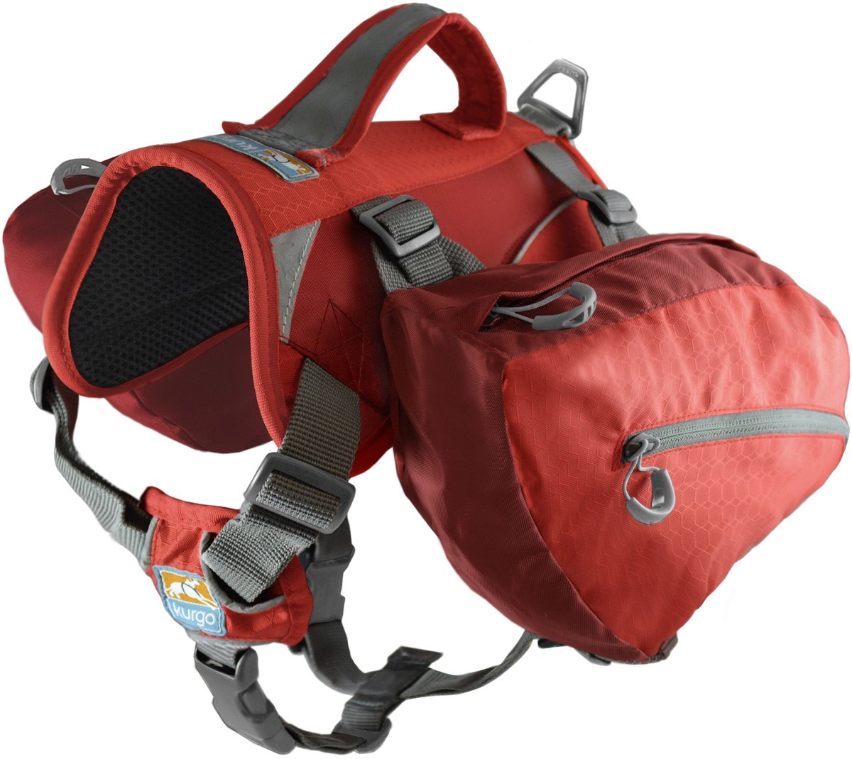 Kurgo Baxter – Rucksackgeschirr für Hunde – robust, leicht und bequem – rot – groß – groß – 22–50 kg