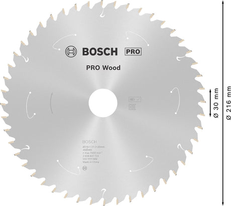 Bosch Professional Pro Wood - Kreissägeblatt - Akku-Kreissägeblatt, 216 x 1,7 x 30 mm, T48